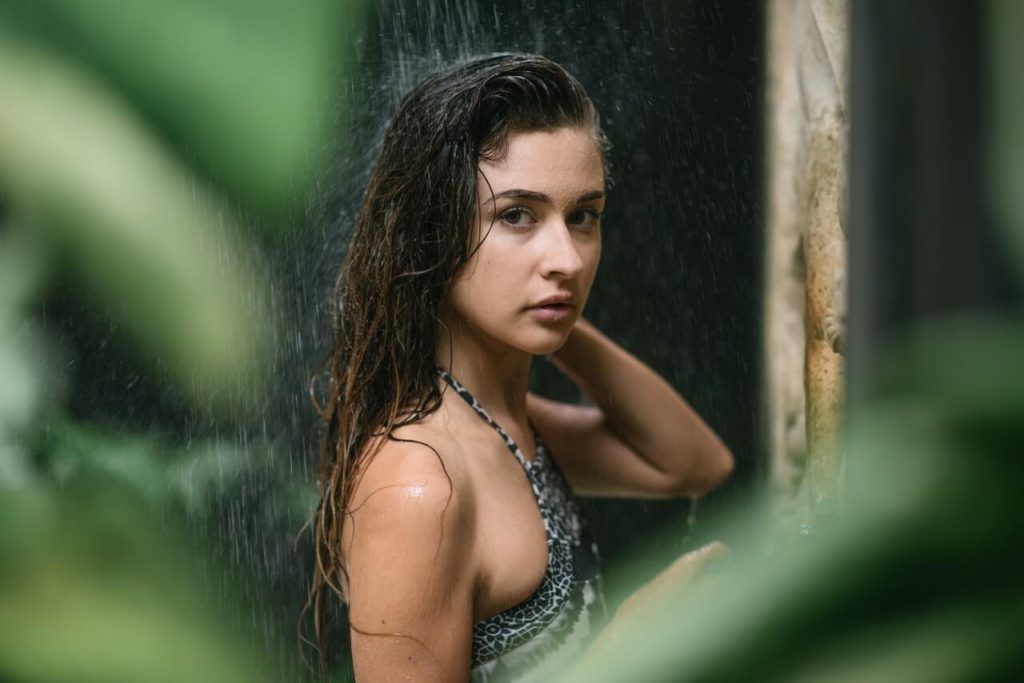 beautiful girl washing her hair