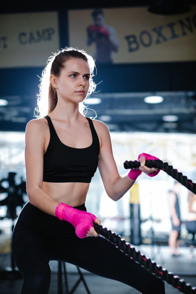 woman exercising at the local athletic club