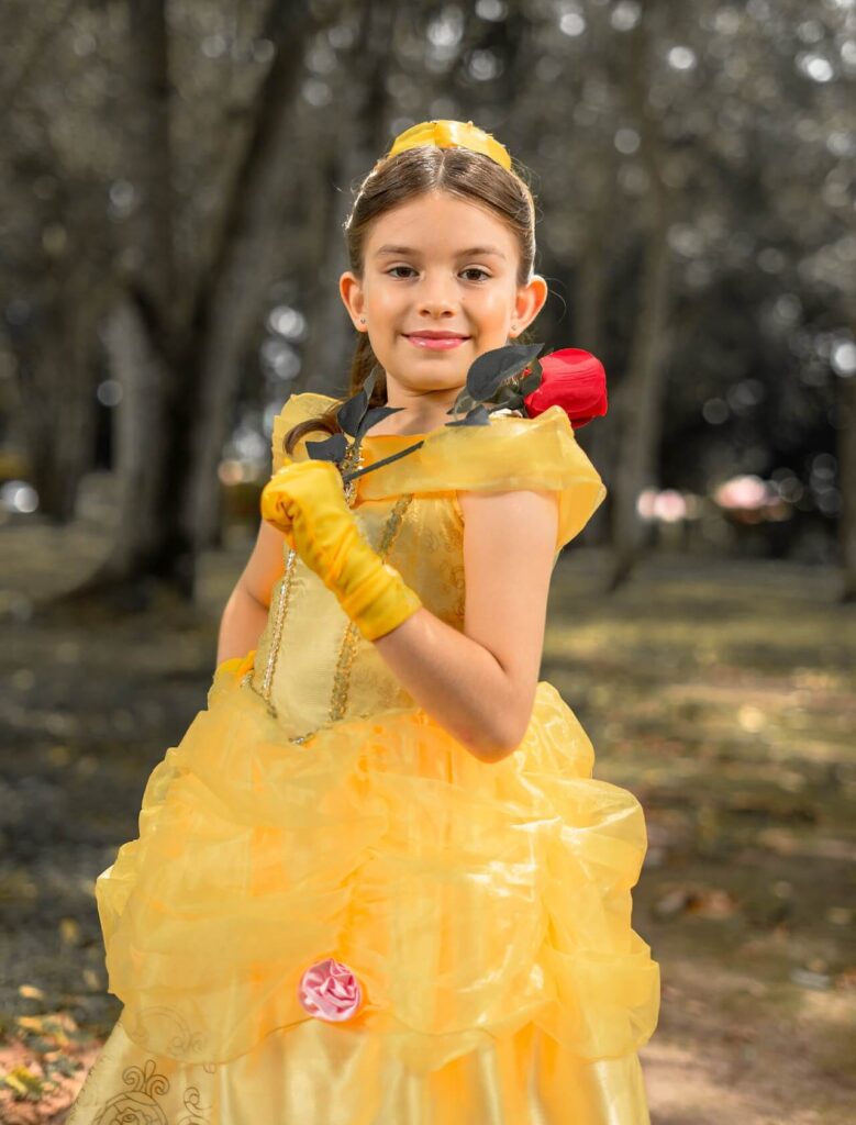girl wearing a yellow dress